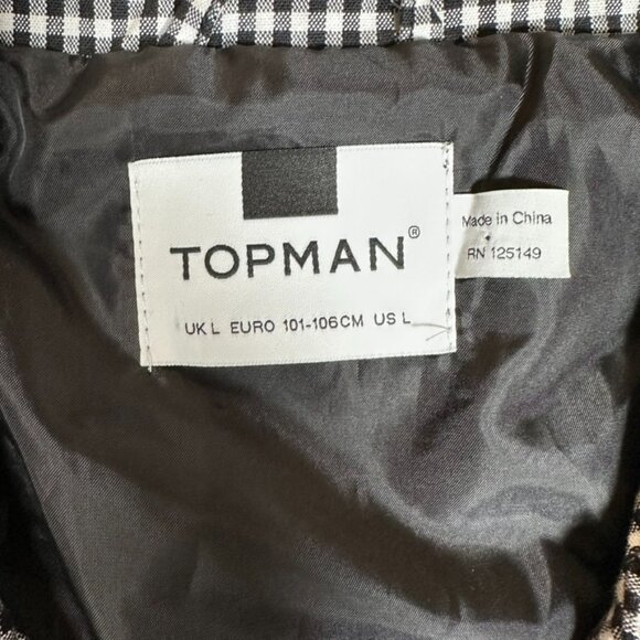 Topman Checkered Bomber Jacket Mens Size L Pockets Gingham Preppy Streetwear - Picture 8 of 10